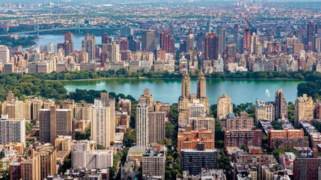 View of New york skyline from Helicopter tour around Manhattan , New york city , United States of America - September 2 , 2018のeditorial素材