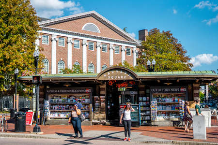 Harvard square , The main sqaure of Harvard university in Boston , Massachusetts , United States of America - September 4 , 2018のeditorial素材