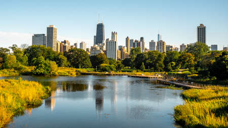 Lincoln park , One of the biggest and most beautiful park in Chicago before sunset ,  Illinois , United States of America - September 9 , 2018のeditorial素材