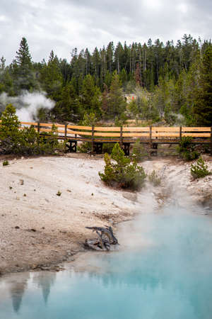 Norris geyser basin and the landscape nature in Yellowstone national park in Wyoming , United States of America  - September 15 , 2018のeditorial素材