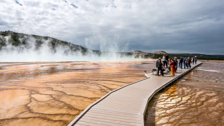 Norris geyser basin and the landscape nature in Yellowstone national park in Wyoming , United States of America  - September 15 , 2018のeditorial素材