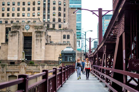 Walking around city center in the hear of Chicago , Illinois , United States of America - September 9 , 2018のeditorial素材