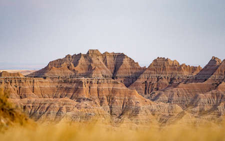 The landscape in Badlands national park in the evening during summer times , South Dakota, United States of America - September 12 , 2018のeditorial素材