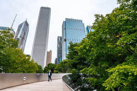 Millenium park and the bean in the heart of Chicago downtown , Chicago , Illinois , United States of America - September 8 , 2018のeditorial素材
