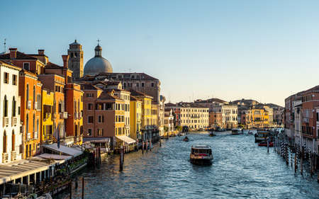 View around the grand canal and classical building in venetian styles before autumn in Venice ,...