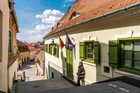 Lower town in  old town of  Sibiu  afternoon during spring season . One of the most beautiful city...