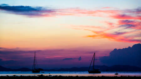 Colorful clouds of a seascape after the sunset.