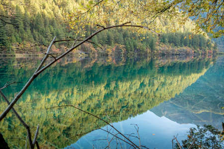 Jiuzhaigou, the China National Park, in autumn.の写真素材