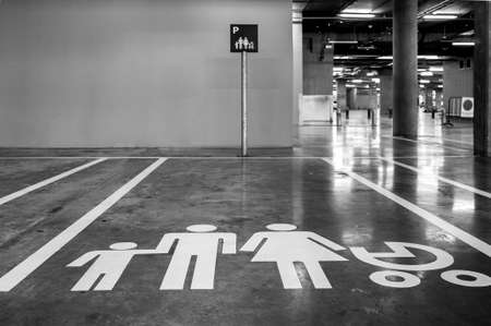 Car parking space reserved for family with baby.の写真素材