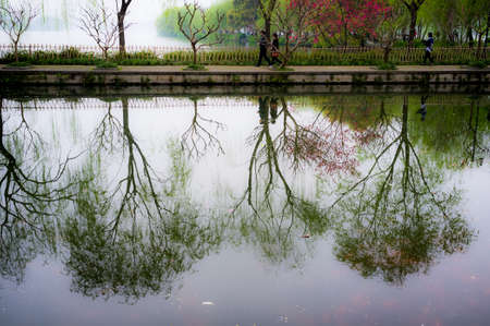 Chinese park at West Lake of Hangzhou.