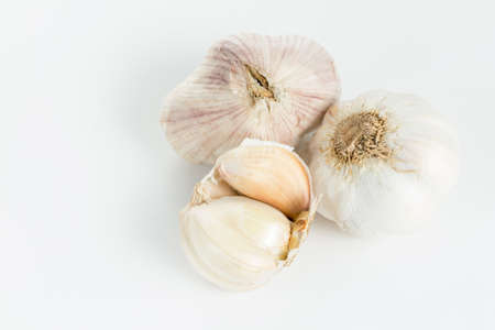Garlics on white background.の写真素材