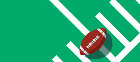 american football ball standing on white line.のイラスト素材