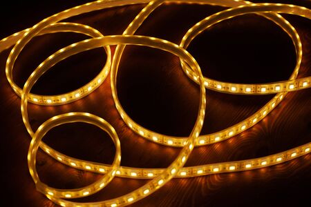 Diode strip. Led lights tape on a black background  closeup