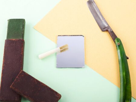 old retro vintage haircut tools.barber set  close upの写真素材