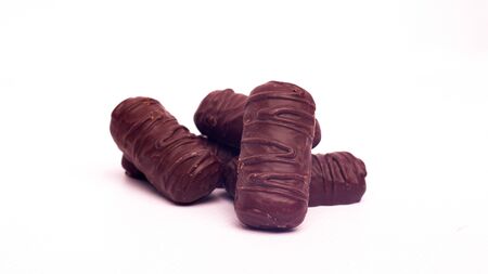 chocolate candies isolate on a white background closeupの写真素材