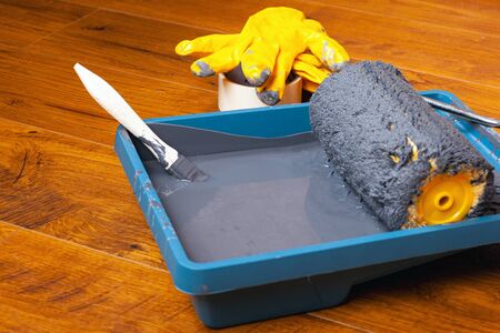 paint tray, wall painting, home renovation.