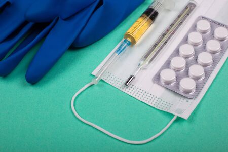 Coronavirus prevention and treatment. medical supplies for the Covid-19 pandemic.