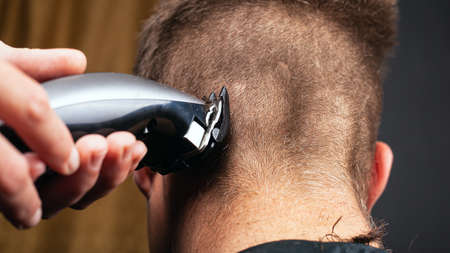 barber shop men's haircut, cutting at the hairdresser.の写真素材