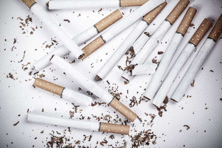 broken cigarette the harm of smoking, the fight against nicotine addictionの写真素材