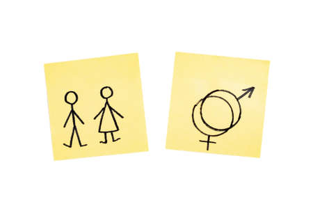 gender stickers male and female isolated on white background.の写真素材