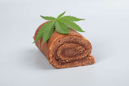 sweet cannabis hash roll, cake with thc extractの写真素材