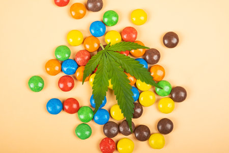 cannabis sweets candy for rest and relaxation recreational drugsの写真素材