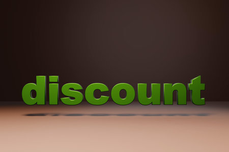 purchase promo marketing discount offer, favorable loan offer green text 3d render.の写真素材