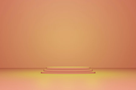 scene podium for premium cosmetic product on peach pastel background low light with copy space 3d render.の写真素材