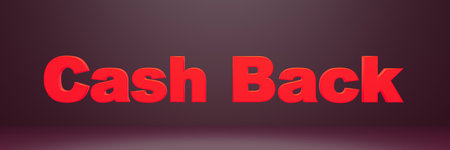 cash back red text 3d render, lettering web discount banner.の写真素材