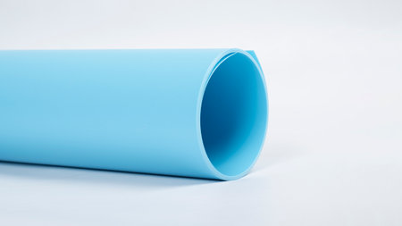 vinyl roll of blue photo background for photos isolate on white background.の写真素材