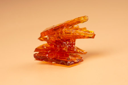 cannabis butane extraction, golden shatter with high thc content.の写真素材