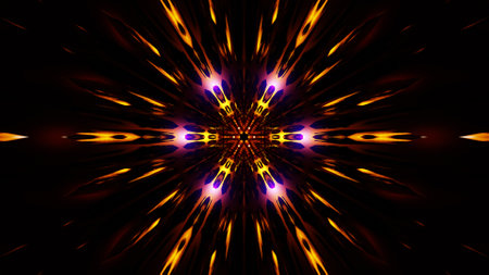 fractal with orange glow rotating vj loop 3d motion illustration.
