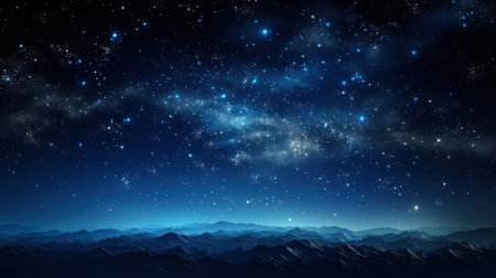 mountains beautiful blue starry sky generative ai.の素材