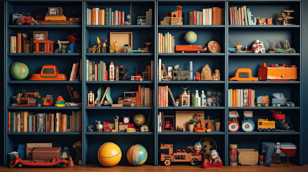 shelves with children toys generative ai.の素材