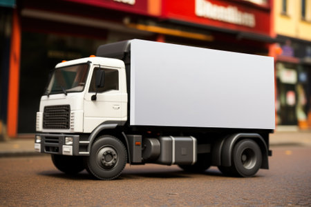 truck and boxes, logistics banner mockup generative ai.の素材