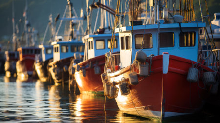 fishing boats at sea generative ai.の素材
