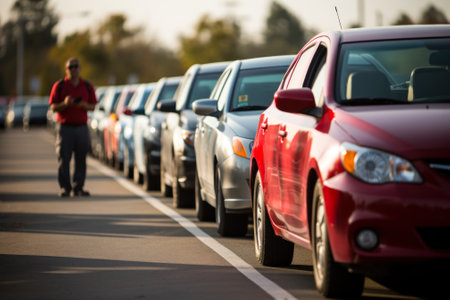 queue cars on the road, traffic jam generative ai.の素材