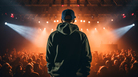 musical rap performer gives a concert in the hall generative ai.の素材
