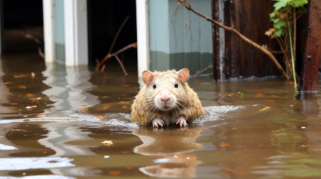 mouse in a puddle flood generative ai.の素材