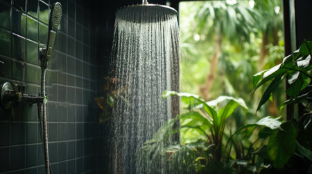 rain shower fresh summer water generative ai.の素材