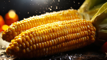 yellow boiled corn generative ai.の素材
