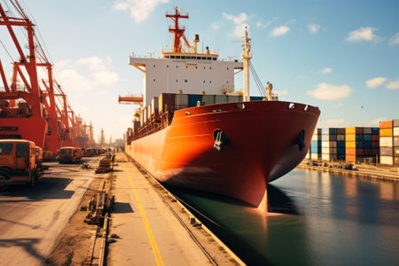 ships with sea cargo grain in the port generative ai.の素材
