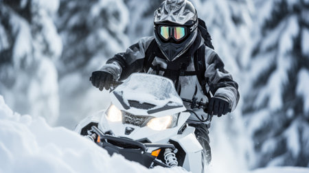 winter active holiday snowmobiling generative ai.の素材