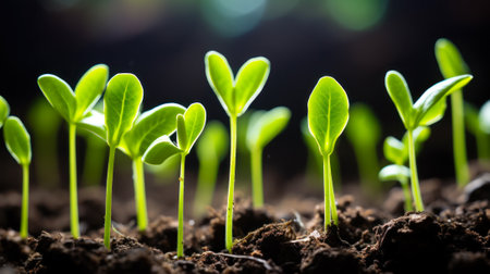 young sprouts of green plants generative ai.の素材