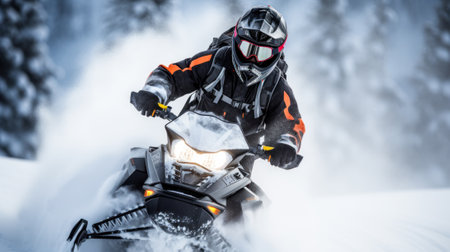 winter active holiday snowmobiling generative ai.の素材