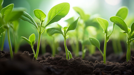 young sprouts of green plants generative ai.の素材