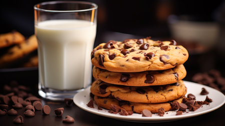milk with gingerbread delicious breakfast generative ai.の素材