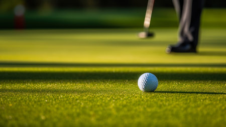 white ball on the golf course generative ai.の素材
