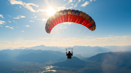 skydiver in sky enjoys the views at high altitude generative ai.の素材