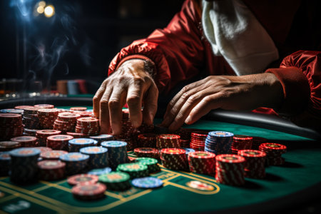 poker player bets all in generative ai.の素材